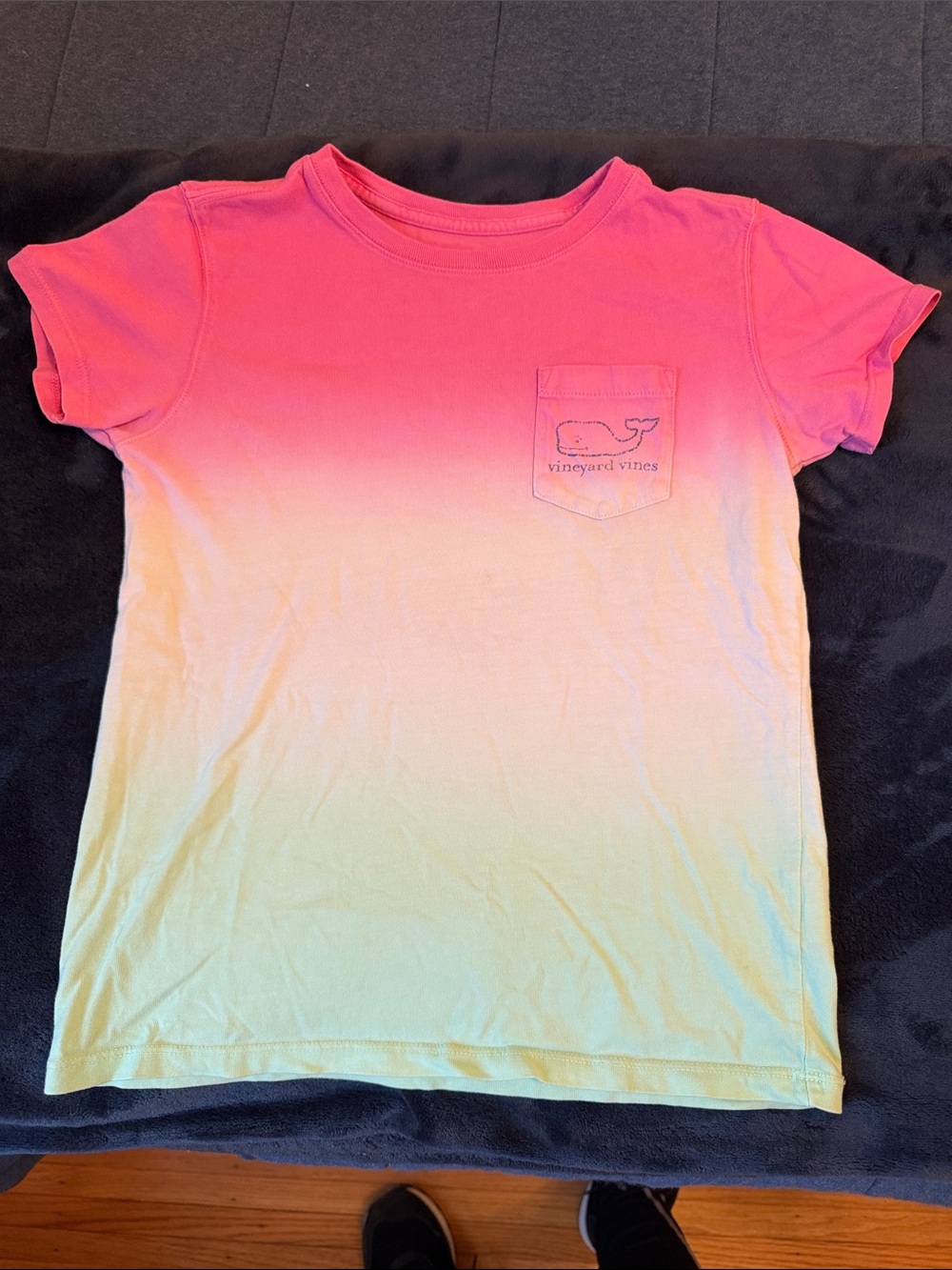 Vineyard Vines Girls' Pink to Yellow Ombre Pocket Tee